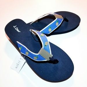 J. CREW SANDALS • BLUE PINEAPPLE FLIP FLOPS NWT
